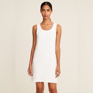 Vineyard Vines Textured White Shift Dress 100% Linen Lined Clean Girl Sz 2